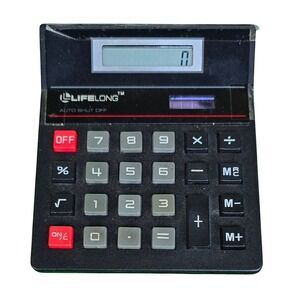 Lifelong Desktop Calculator Dual Power Solar Battery 8 Digit Black Auto Shut Off